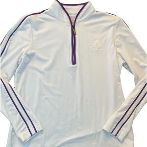 EP Pro Quarter Zip Top - L white , purple trim , armpit to armpit -19 , …